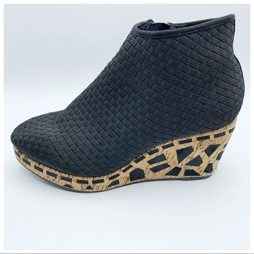 Zee Alexis‎ Engie Woven Wedge Platform Bootie Cork.